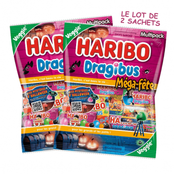 LOT DE 2 : Sachets Haribo Méga fête Dragibus Halloween 800g