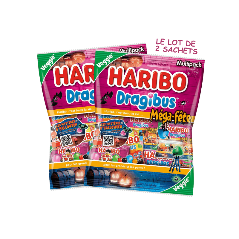 LOT DE 2 : Sachets Haribo Méga fête Dragibus Halloween 800g